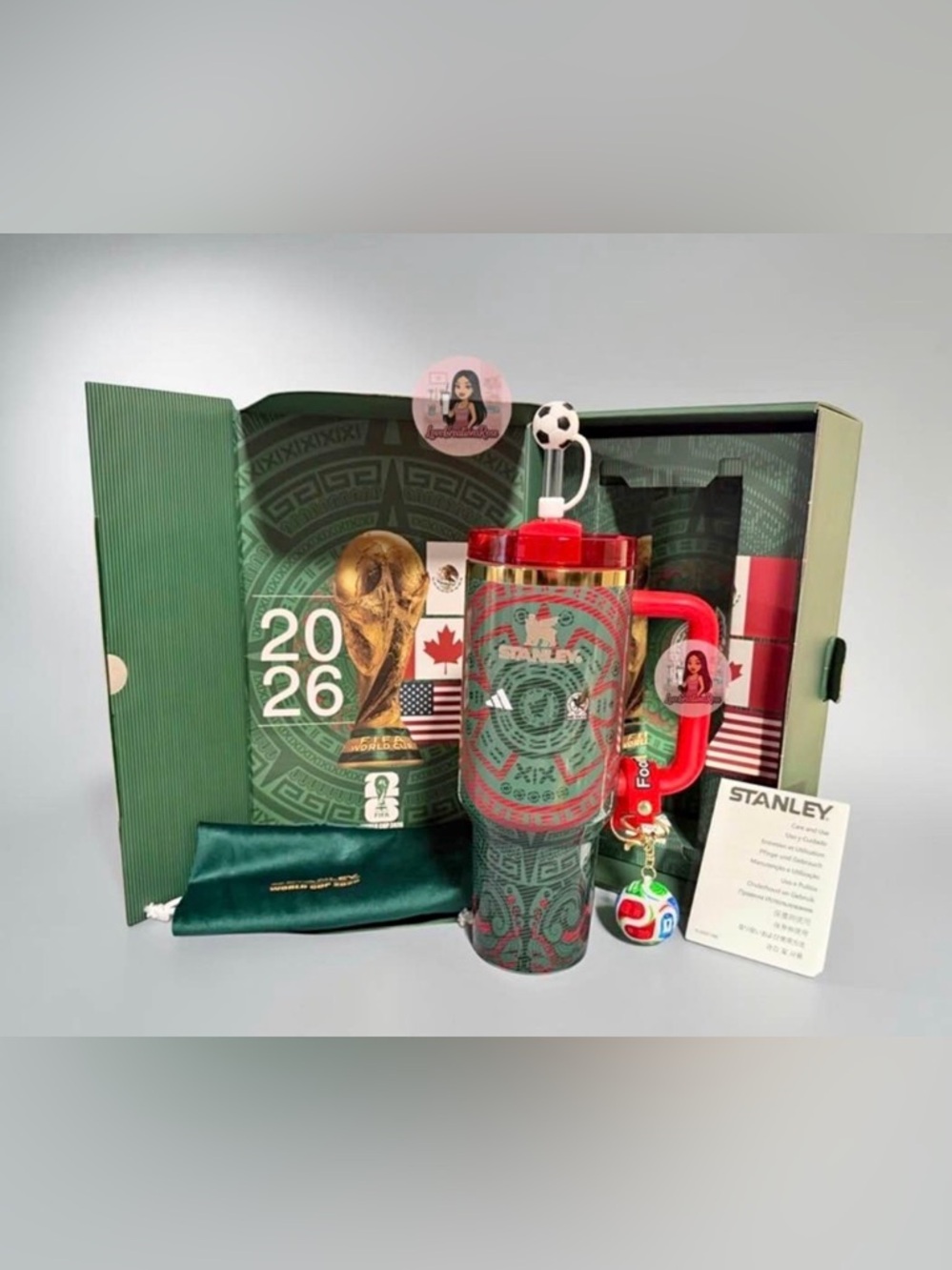Red World Cup 40 oz Tumbler with red handle